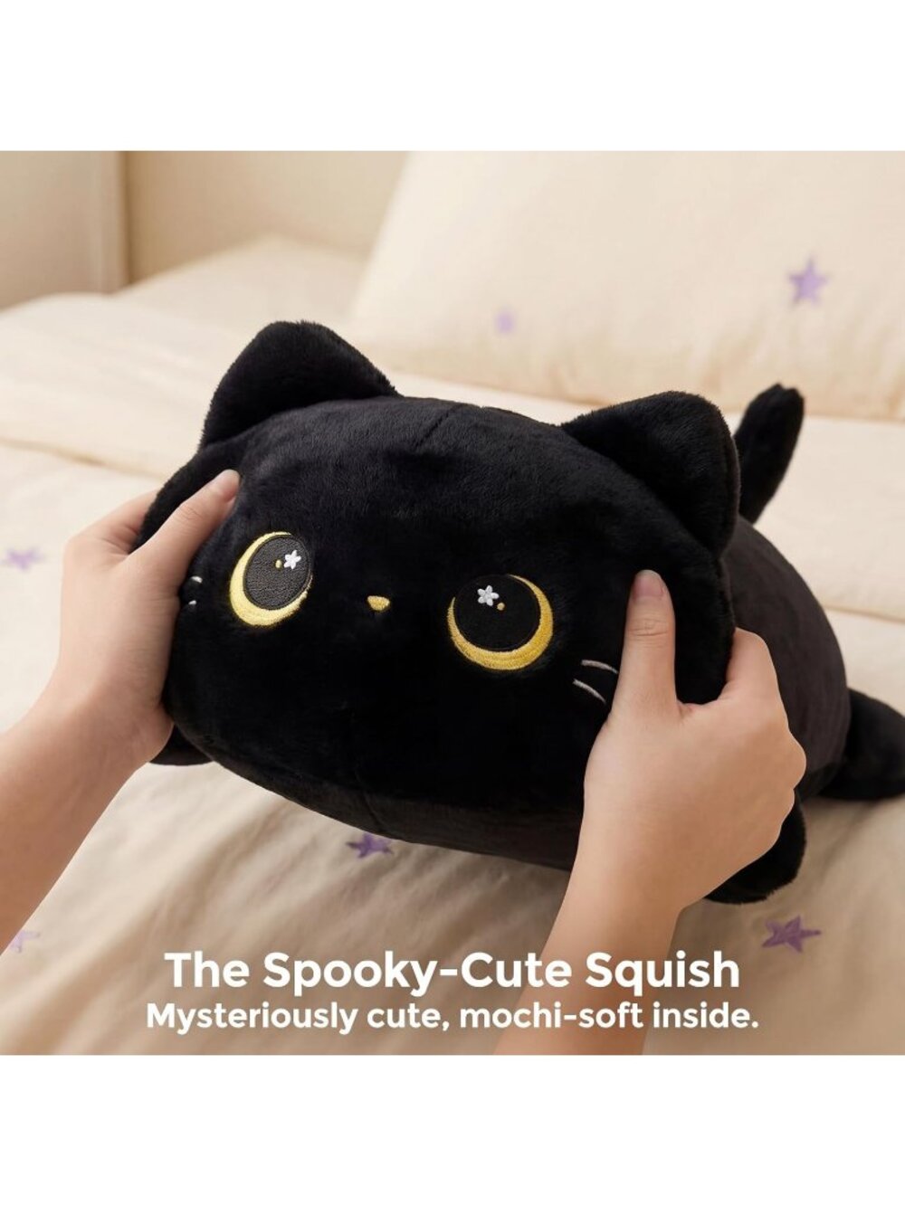 Black Cat Plush Pillow 13" Cute Squishy Huggable Stuffed Animal Desk Decor - Picture 5 of 6